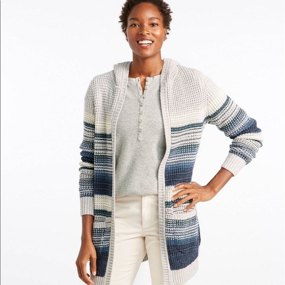 Ll Bean Wafflestitch Sweater Hooded 